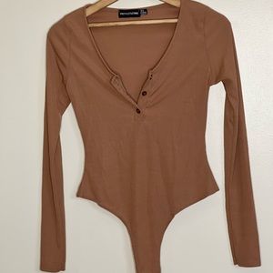 Pretty little thing Camel bodysuit